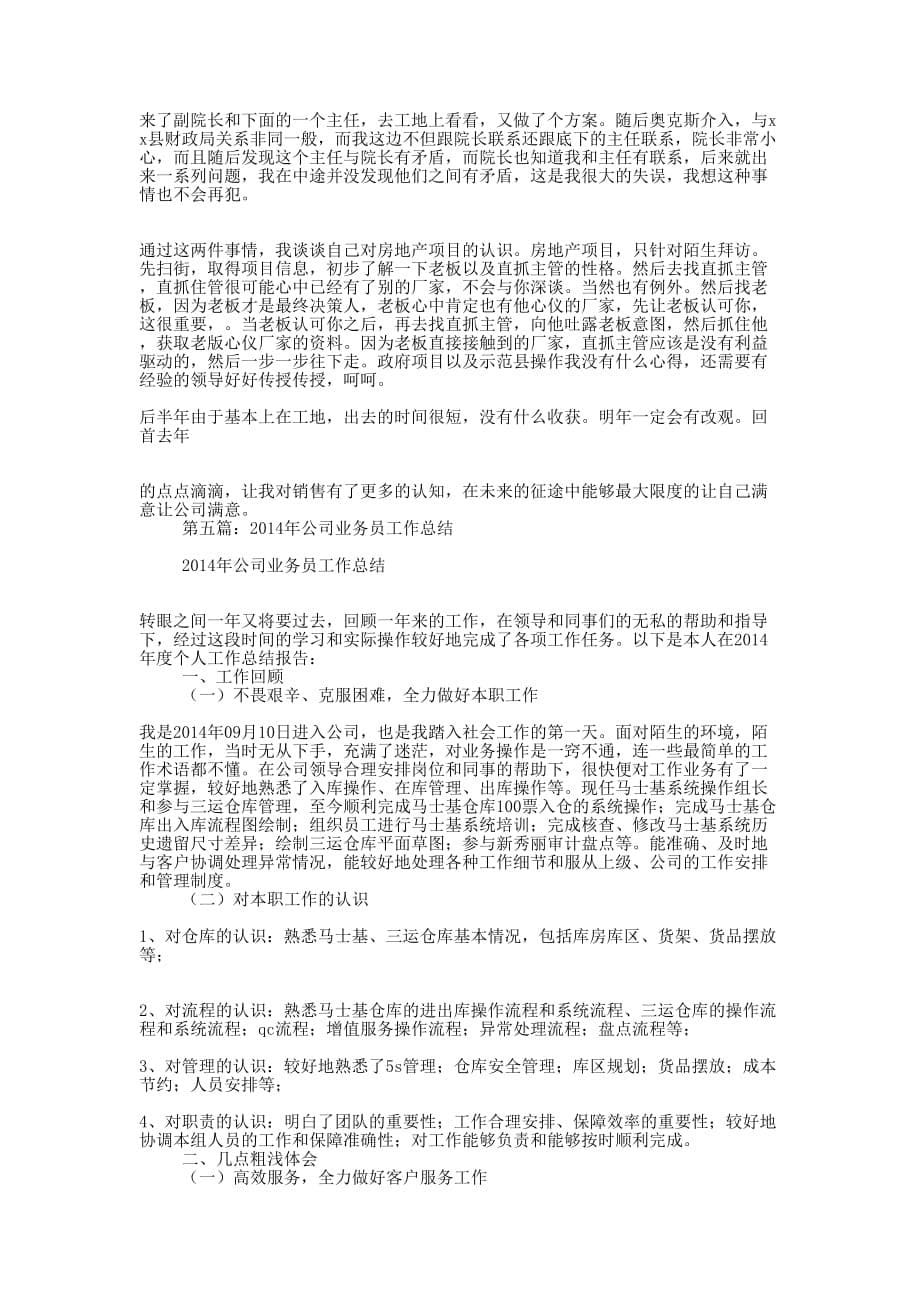 公司业务员工作的总结_第5页