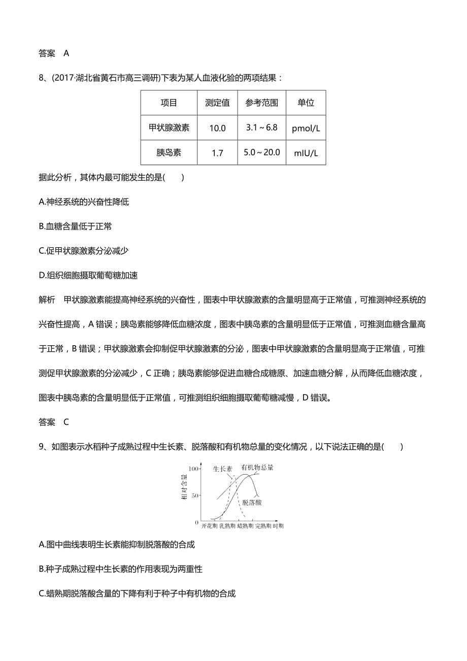 2020年高考生物一轮复习强化训练题汇总8（含解析）_第4页