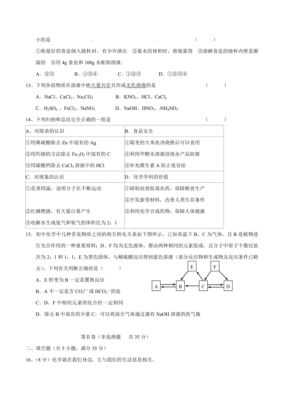 精品解析：江苏省无锡市锡山区査桥中学2016届九年级下学期模拟考试化学试题解析（原卷版）.doc_第3页