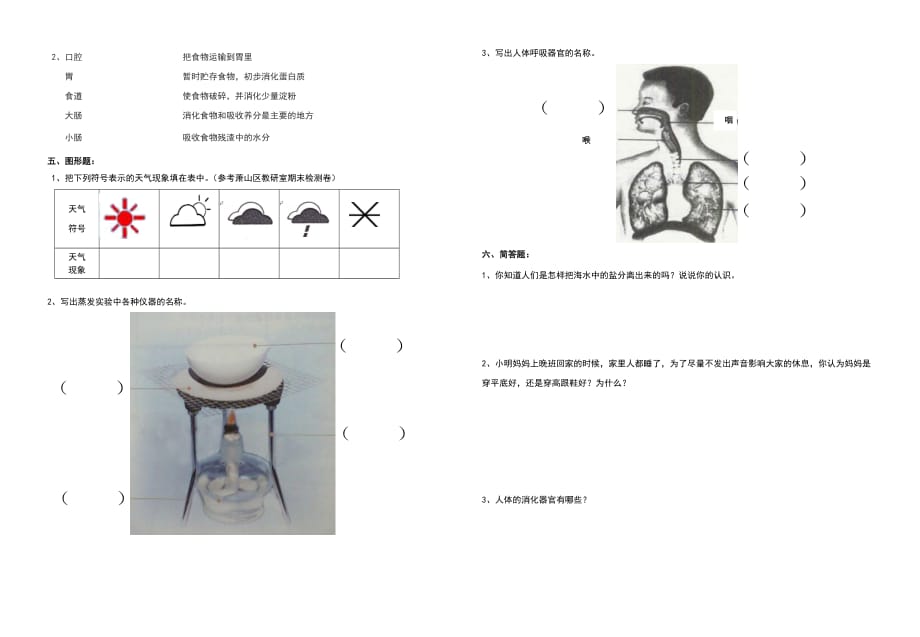 2019年小学期末教学质量检测模拟试卷科学卷四年级（上）_第2页