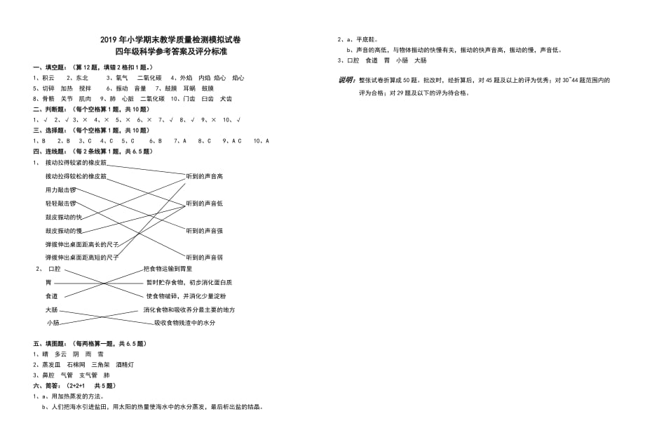 2019年小学期末教学质量检测模拟试卷科学卷四年级（上）_第3页
