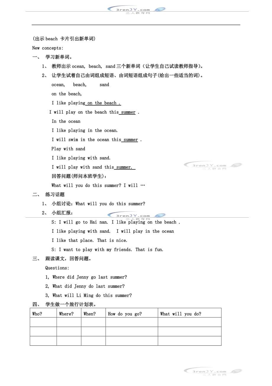 冀教版六年级英语下册 unit3 Lesson21教案设计_第2页