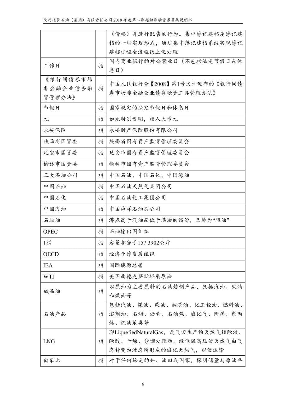 陕西延长石油(集团)有限责任公司2019年度第二期超短期融资券募集说明书_第5页