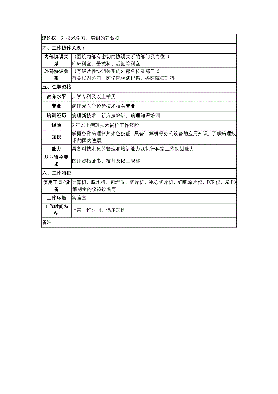 病理科技师岗位说明书【地坛医院】_第2页