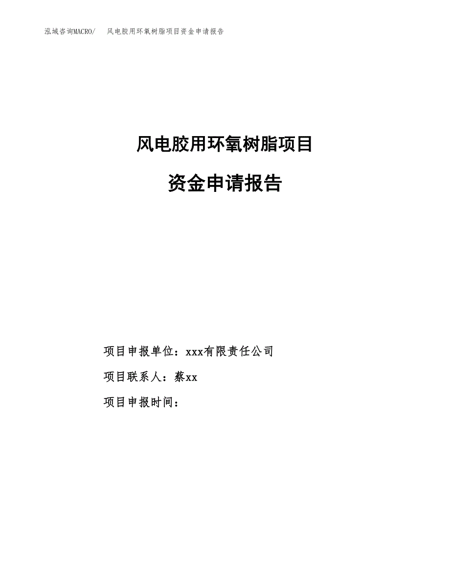 风电胶用环氧树脂项目资金申请报告.docx_第1页