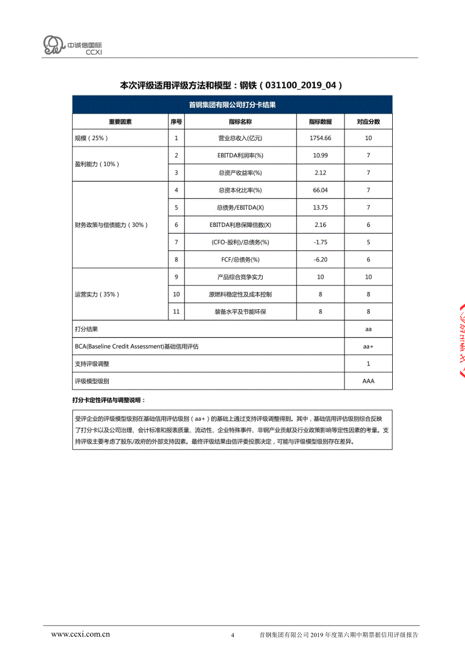 首钢集团有限公司2019第六期中期票据信用评级报告及跟踪评级安排(中诚信)_第3页