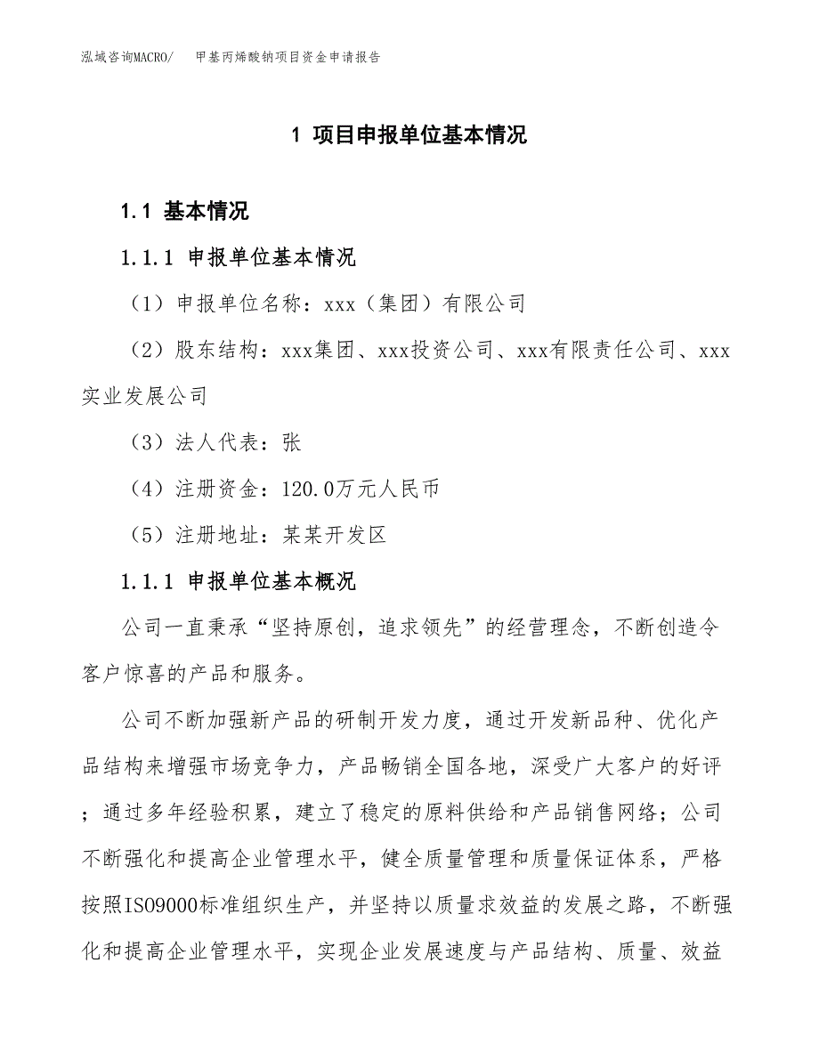 甲基丙烯酸钠项目资金申请报告.docx_第3页