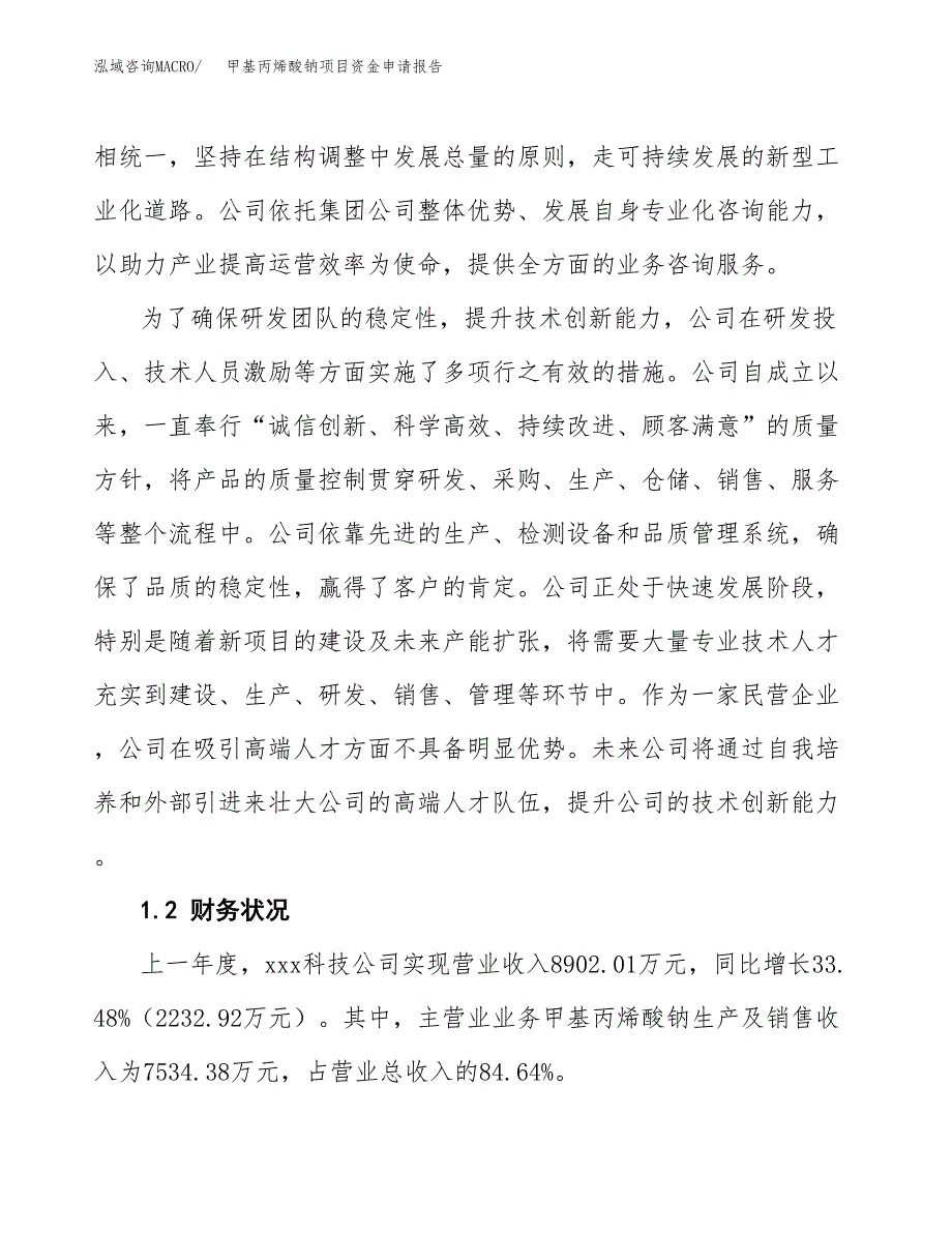 甲基丙烯酸钠项目资金申请报告.docx_第4页