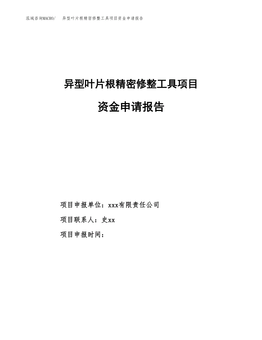 异型叶片根精密修整工具项目资金申请报告.docx_第1页