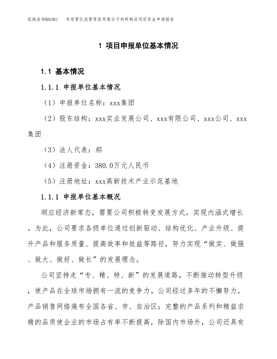 导尿管引流管等医用高分子材料制品项目资金申请报告.docx_第3页