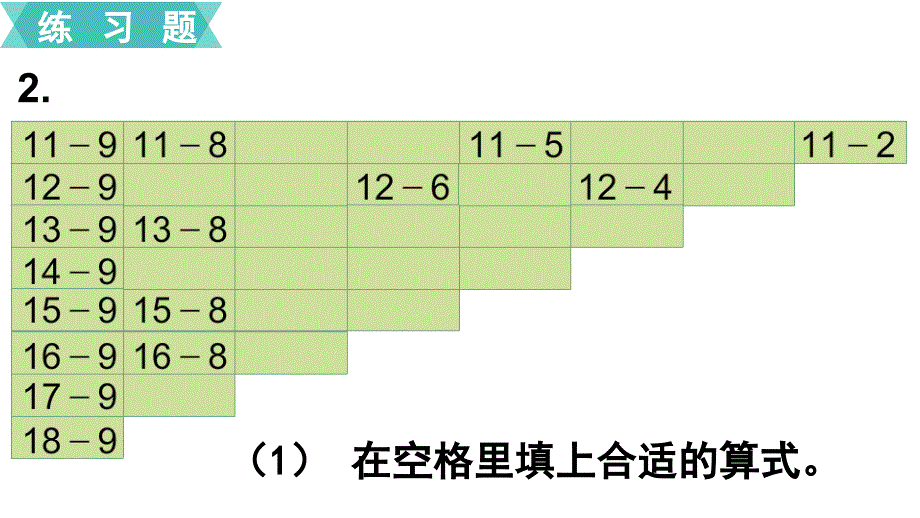 苏教版小学数学一年级下册第一单元20以内的退位减法第7课时复习_第4页