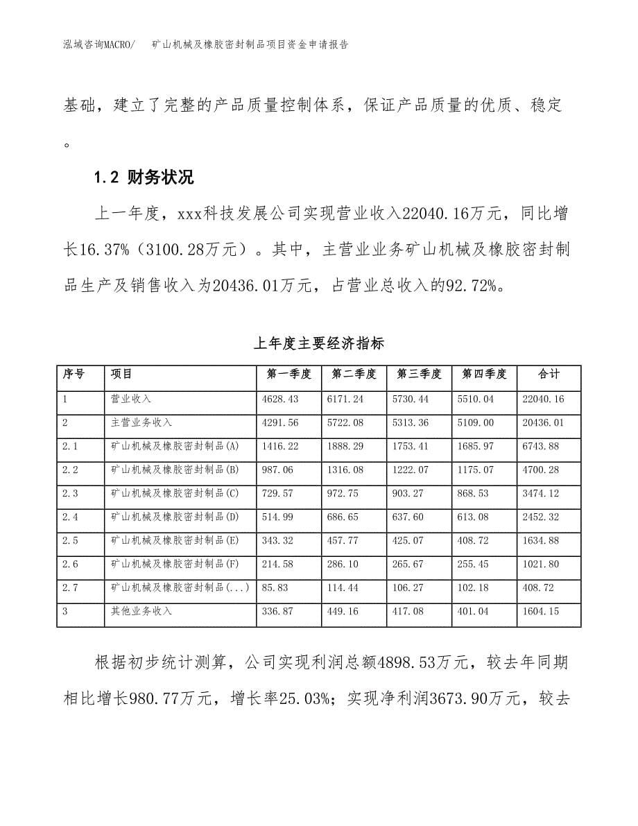 矿山机械及橡胶密封制品项目资金申请报告.docx_第5页