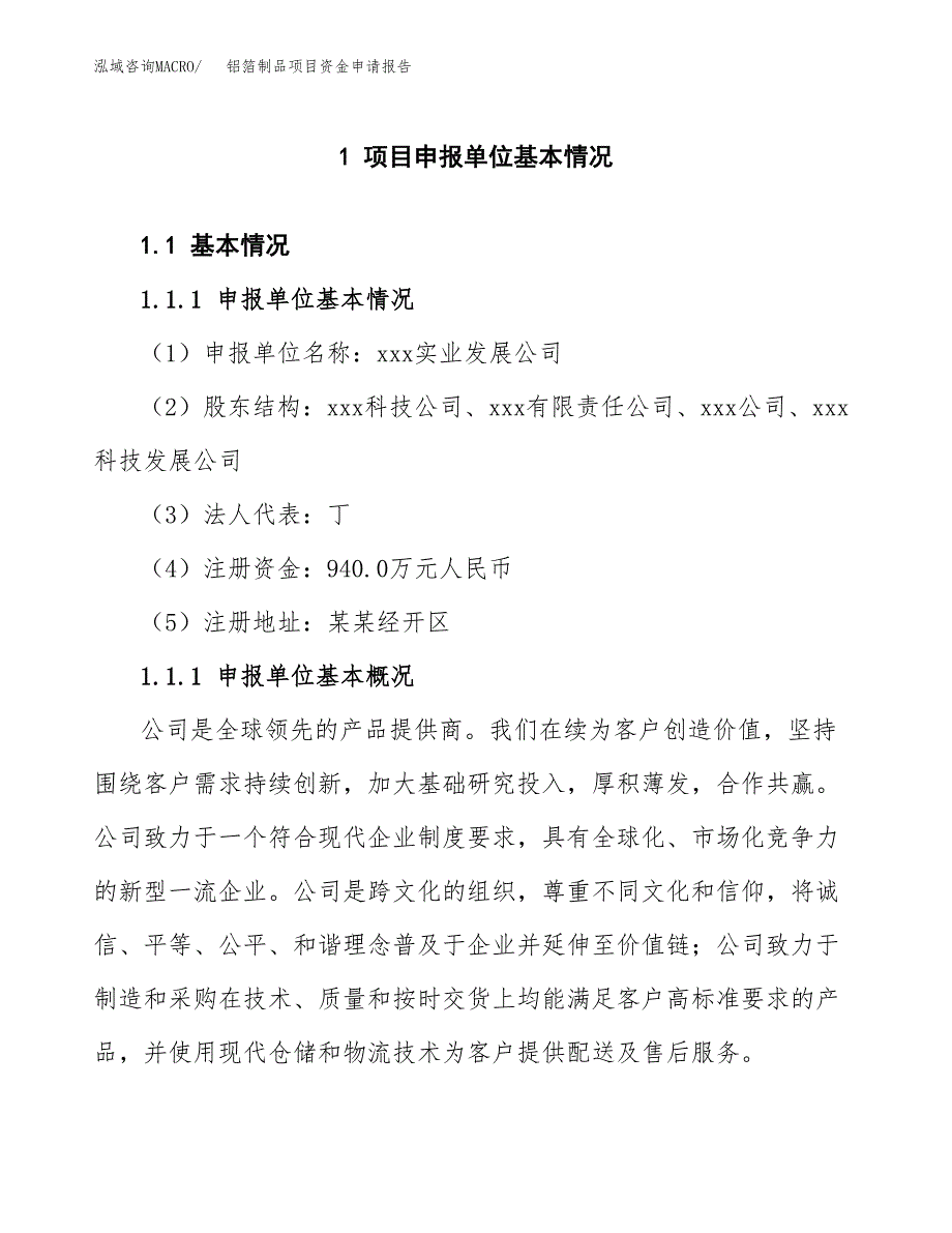 铝箔制品项目资金申请报告.docx_第3页