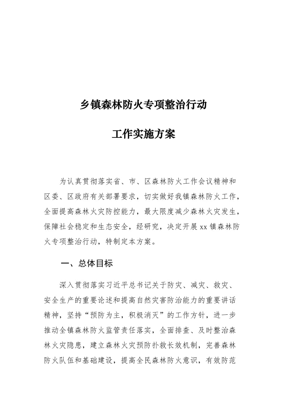 乡镇森林防火专项整治行动工作实施_第1页