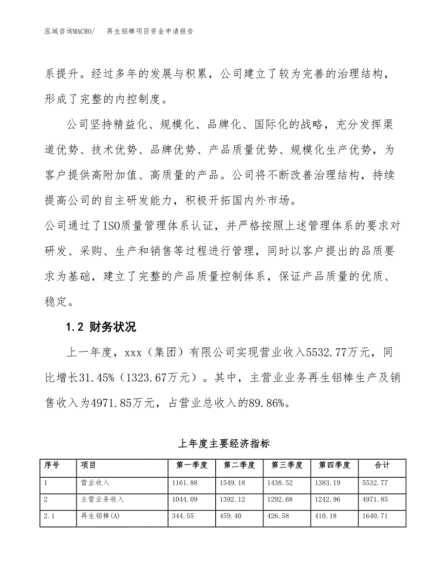 再生铝棒项目资金申请报告.docx_第4页