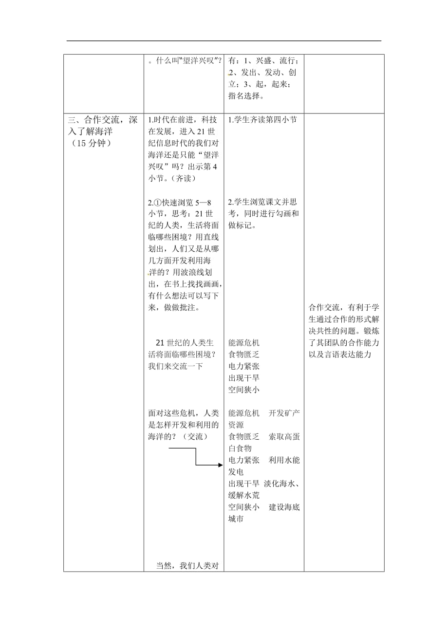 六年级下册语文教案13.海洋21世纪的希望苏教版_第4页