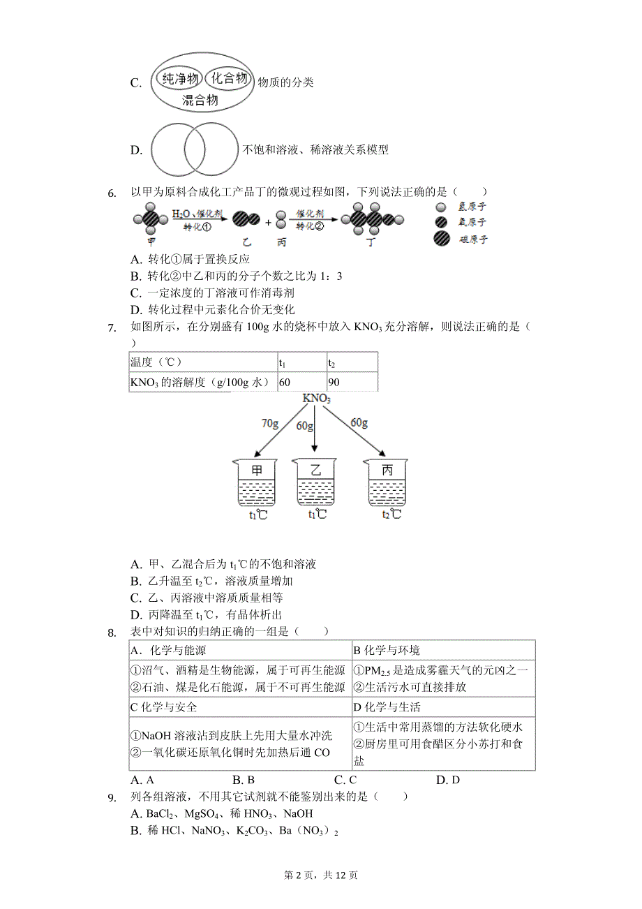 2020年山东省菏泽市中考化学三模试卷解析版_第2页