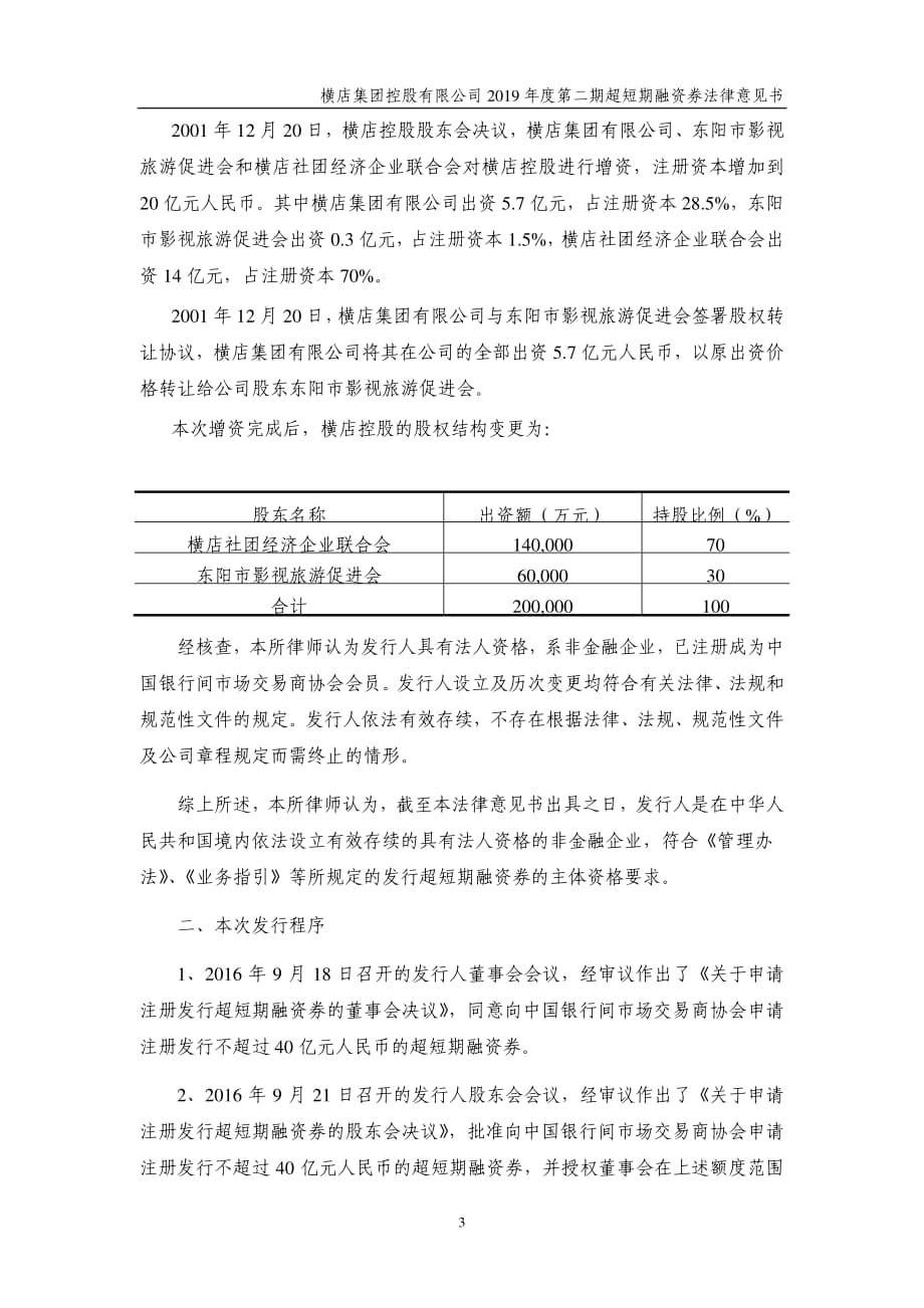 关于横店集团控股有限公司发行2019第二期超短期融资券的法律意见书_第1页