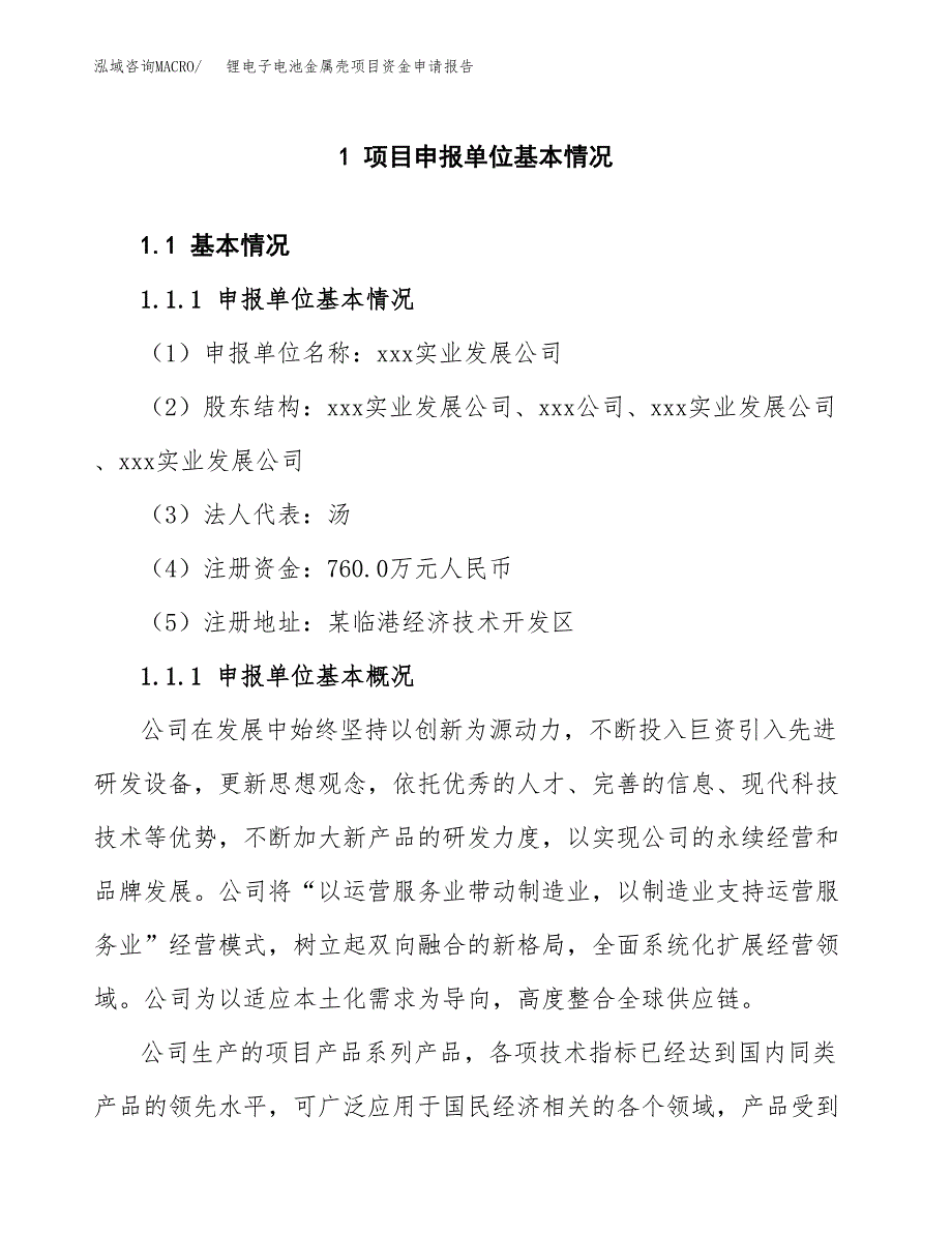 锂电子电池金属壳项目资金申请报告.docx_第3页