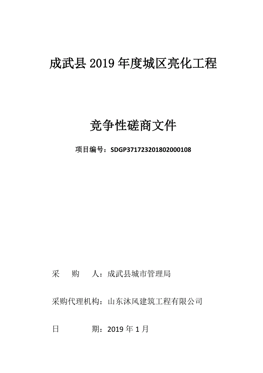 成武县2019年度城区亮化工程招标文件_第1页
