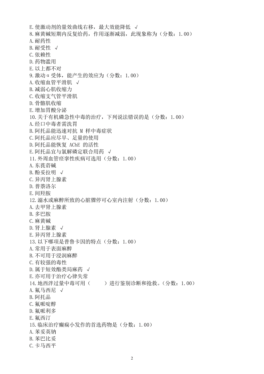 2016年武汉科技大学《药理学》考研真题及标准答案_第2页