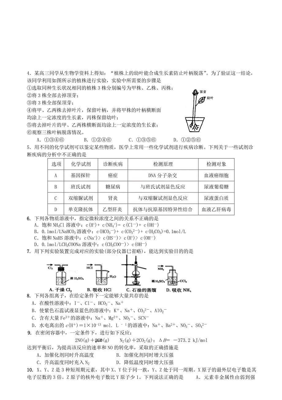 湖南省邵阳市洞口一中高三第六次月考理科综合能力测试.doc_第2页