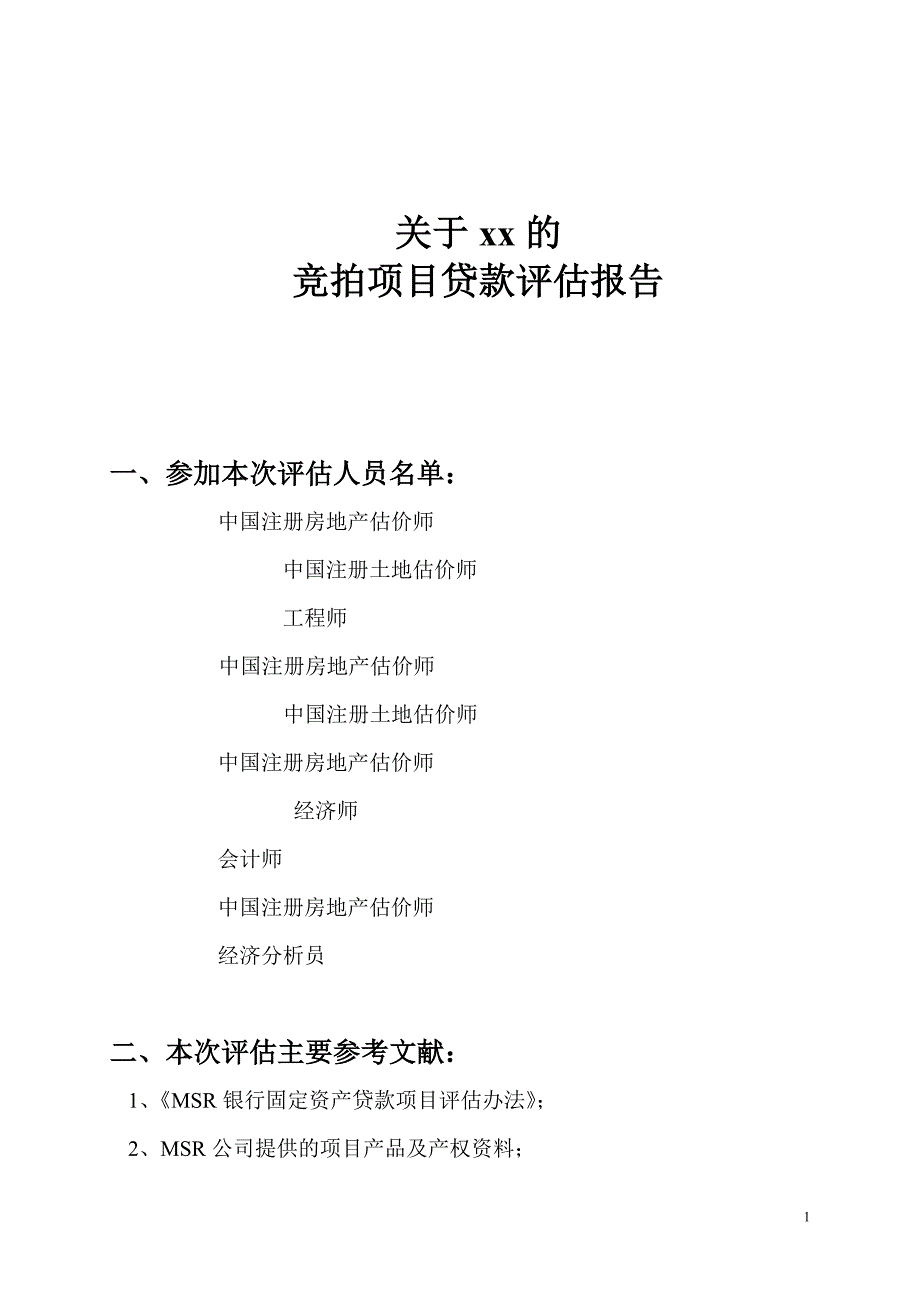 项目贷款评估报告(新)_第1页