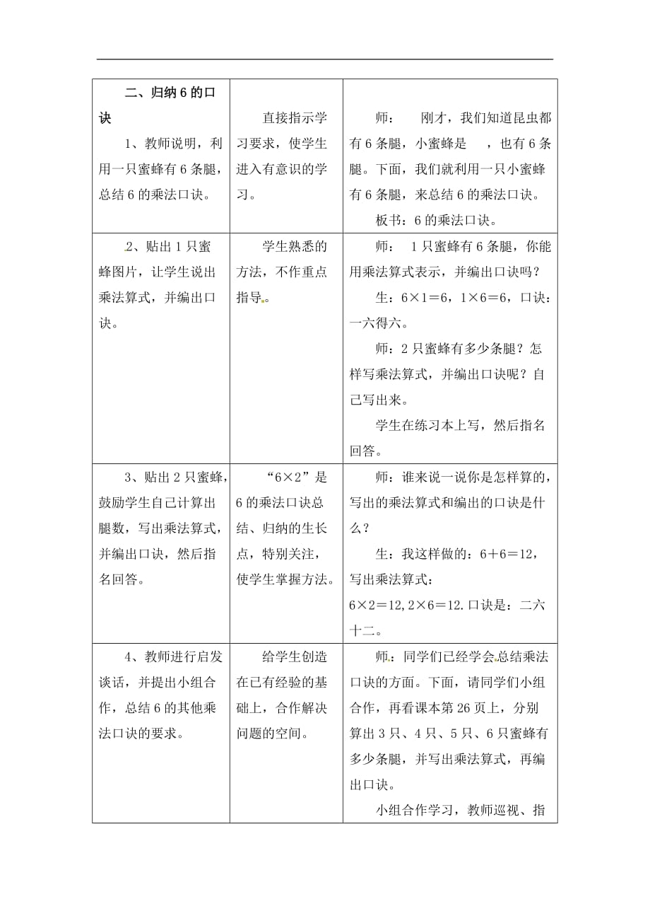 二年级上册数学教案第三单元第2节6的乘法口诀冀教版_第3页