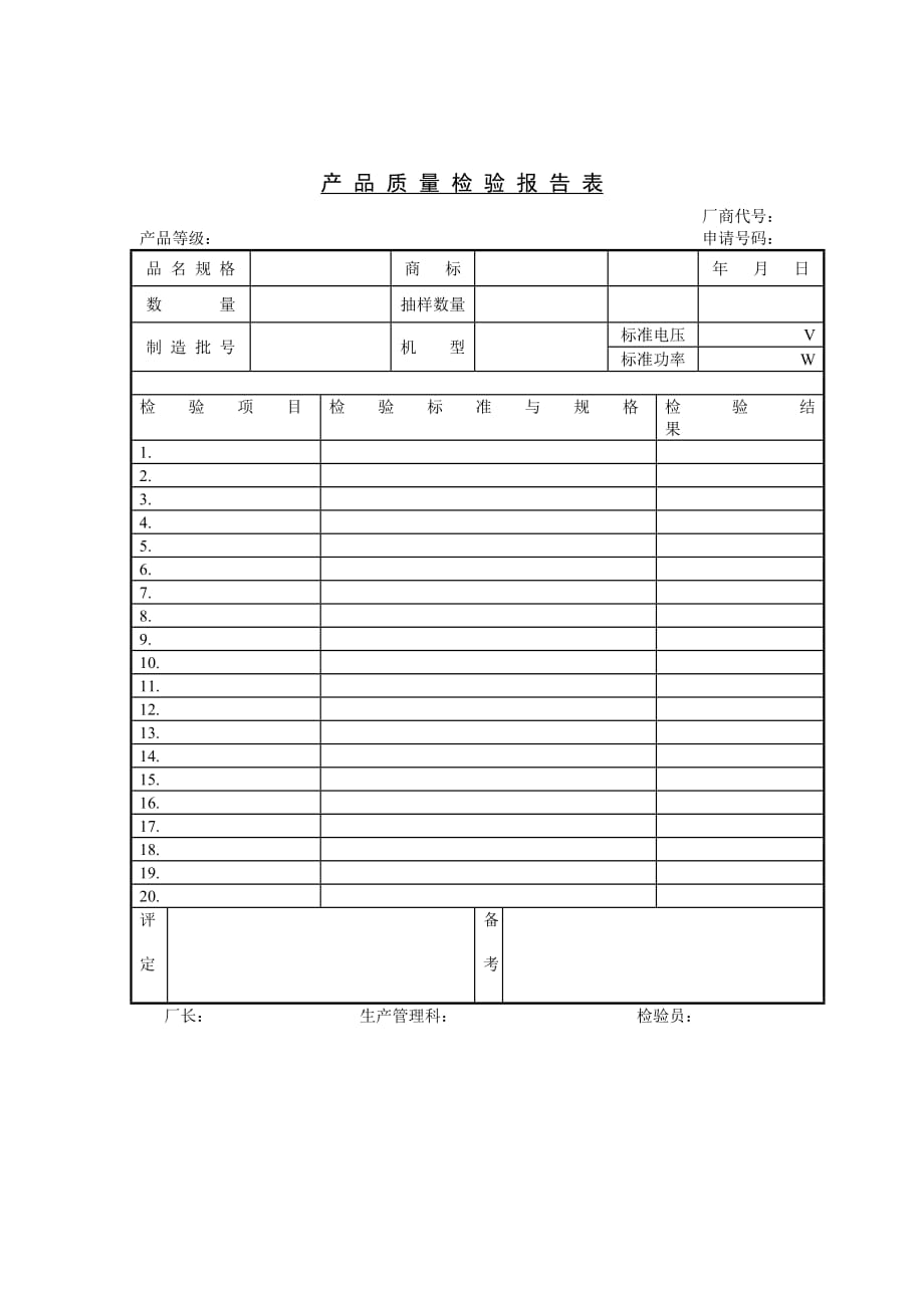 产品质量检验报告 表_第1页