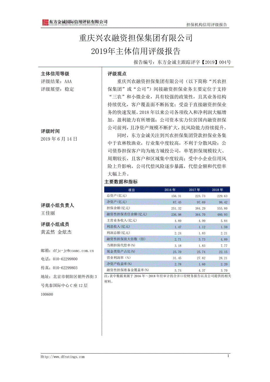 重庆兴农融资担保集团有限公司2019主体信用评级报告_第3页