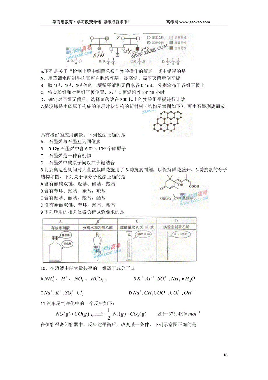 历年高考真题——安徽省普通高等学校招生考试理综试题_第2页