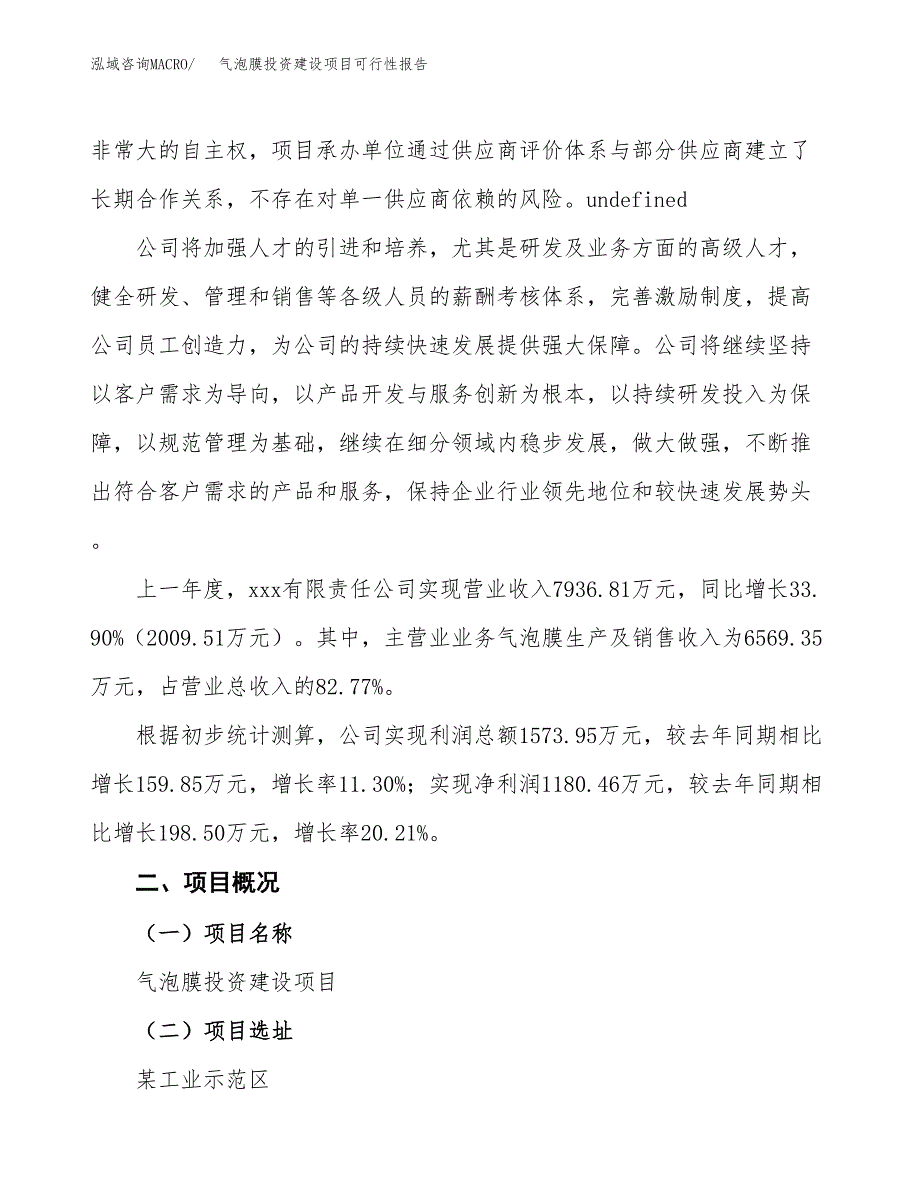 关于气泡膜投资建设项目可行性报告（立项申请）.docx_第2页