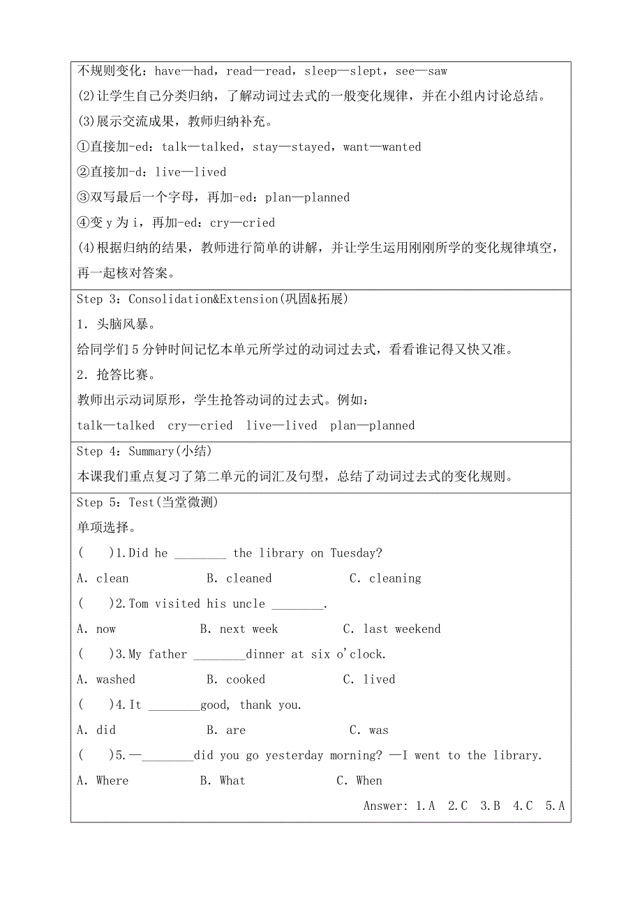 六年级下册英语教案Unit 2 Last Weekend Part B　Let's check　Let's wrap it up人教PEP_第2页