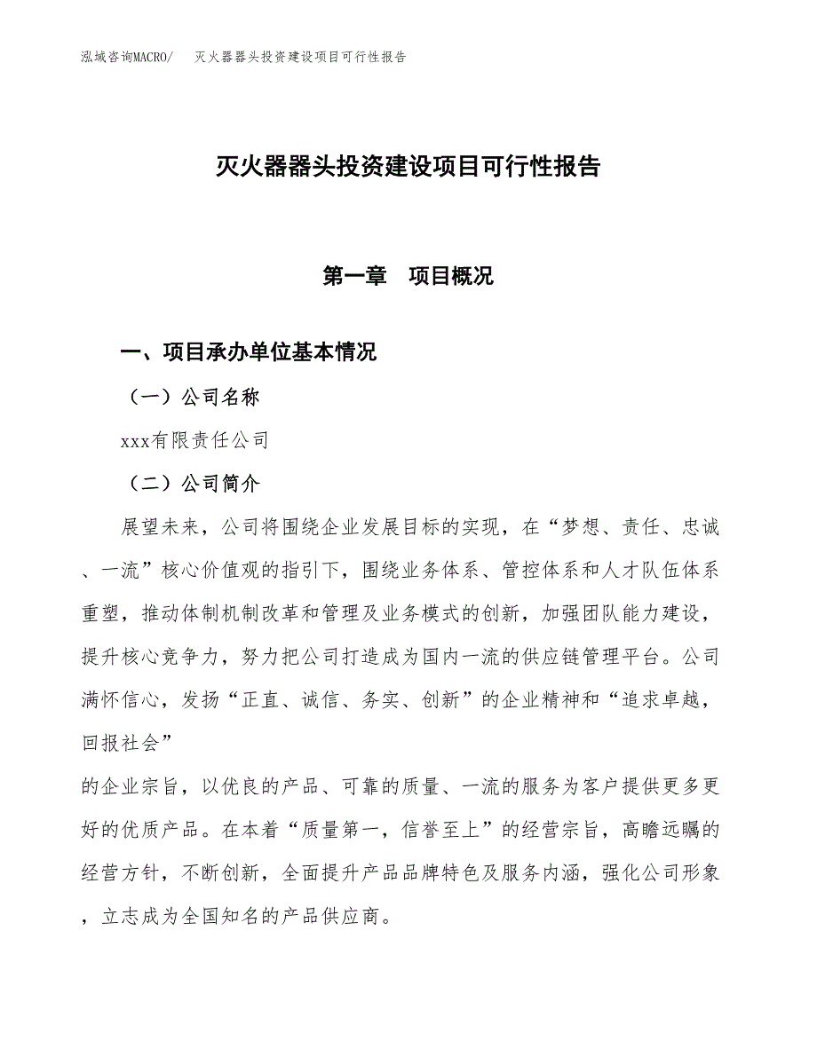 关于灭火器器头投资建设项目可行性报告（立项申请）.docx_第1页