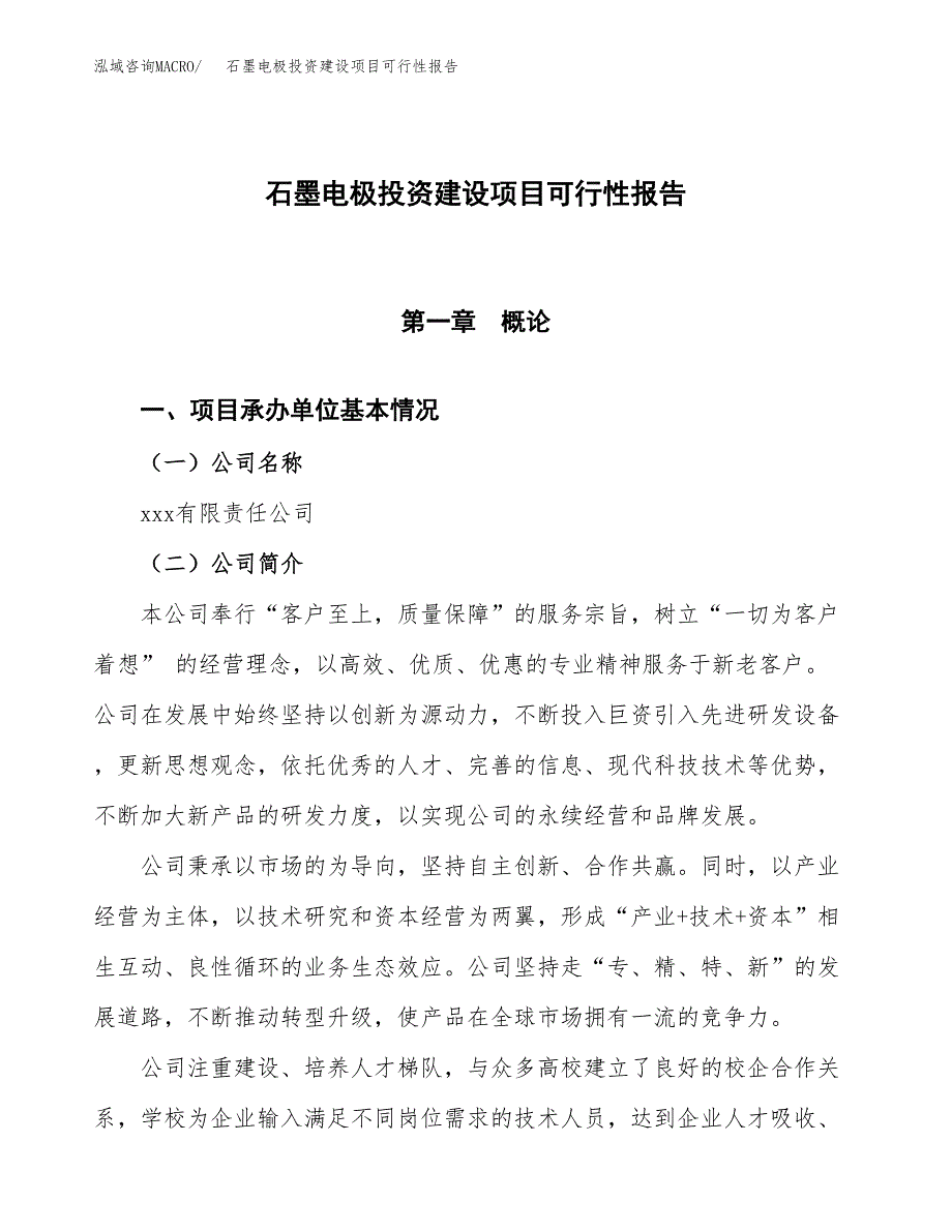 关于石墨电极投资建设项目可行性报告（立项申请）.docx_第1页