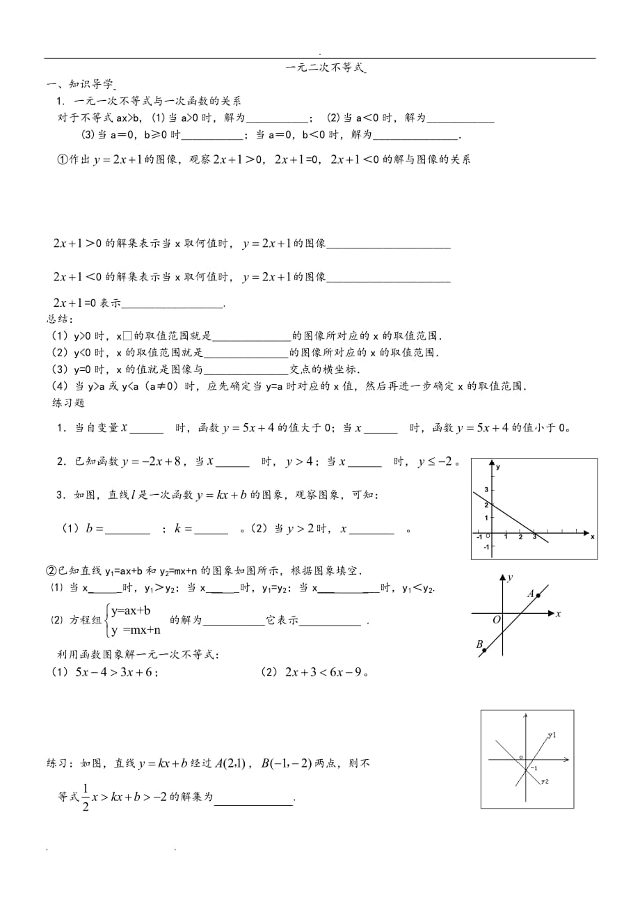 各种不等式解法练习试题_第1页