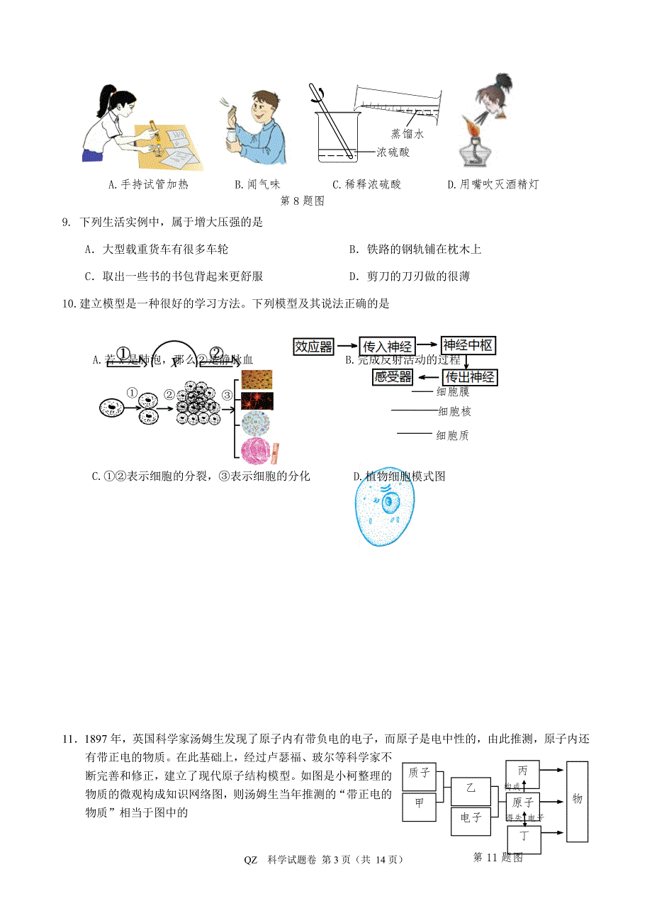 2017年浙江省初中毕业升学考试科学卷(衢州)_第3页