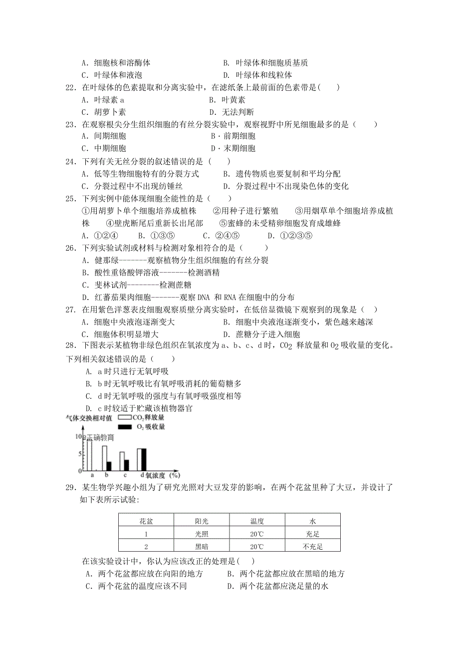 辽宁省大连四十八中高一上学期期末考试生物试卷 Word缺答案.doc_第4页