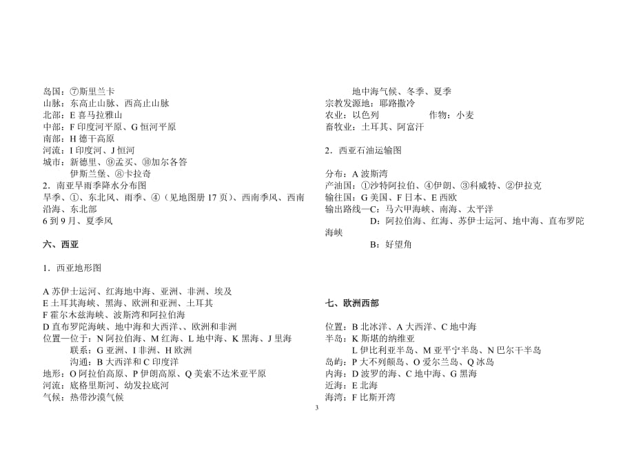 七年级地理下册地图全复习答案_第3页