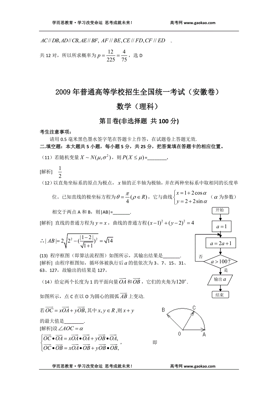 历年高考真题——普通高等学校招生考试安徽卷理数_第4页