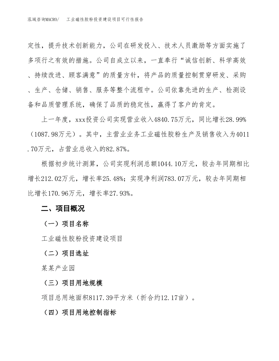 关于工业磁性胶粉投资建设项目可行性报告（立项申请）.docx_第2页