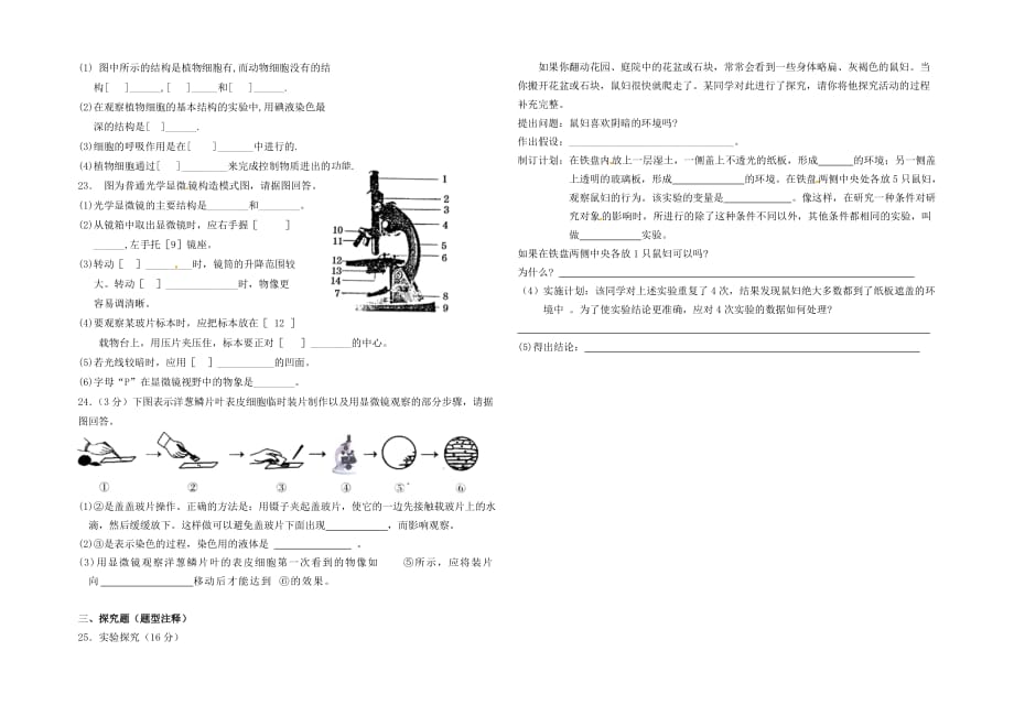 福建省武平县实验中学七年级生物上册 第1-3章练习 北师大版.doc_第2页