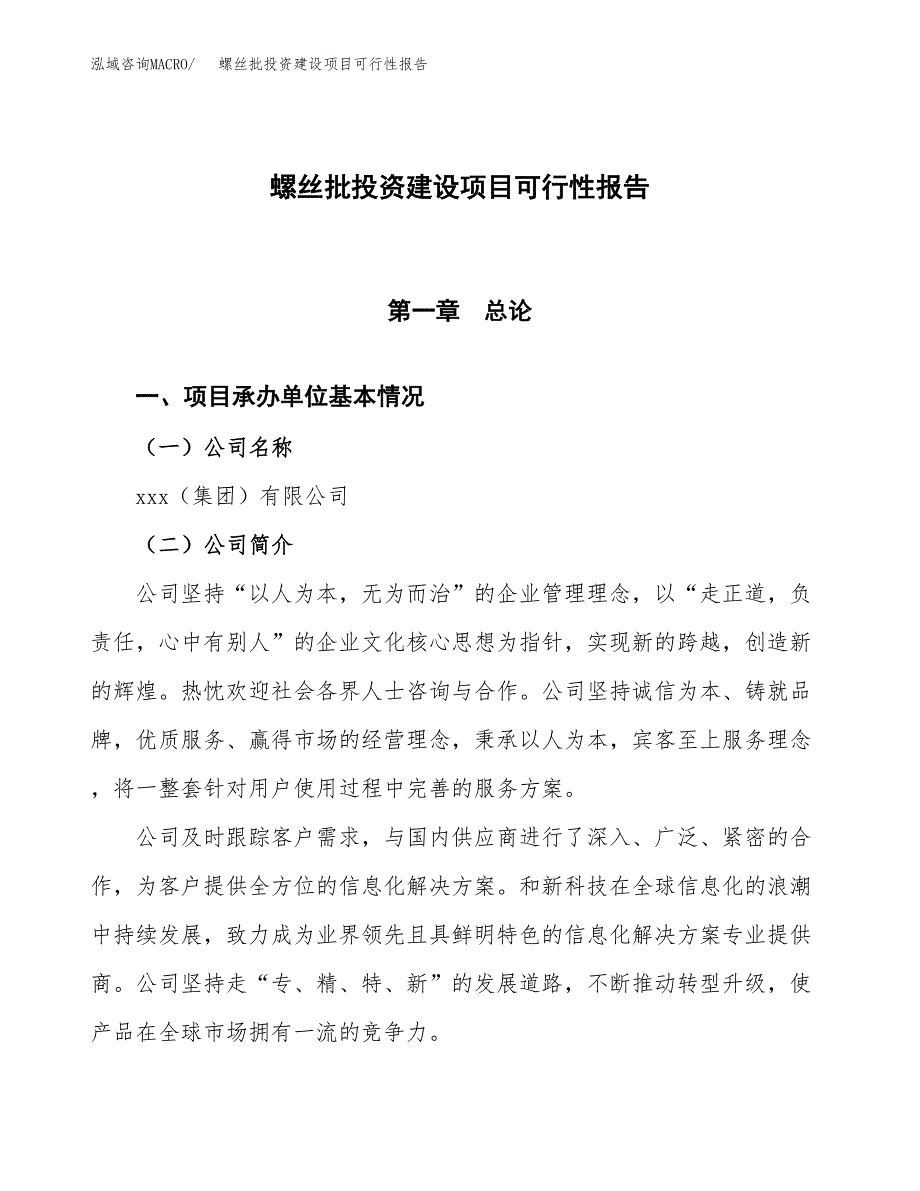 关于螺丝批投资建设项目可行性报告（立项申请）.docx_第1页