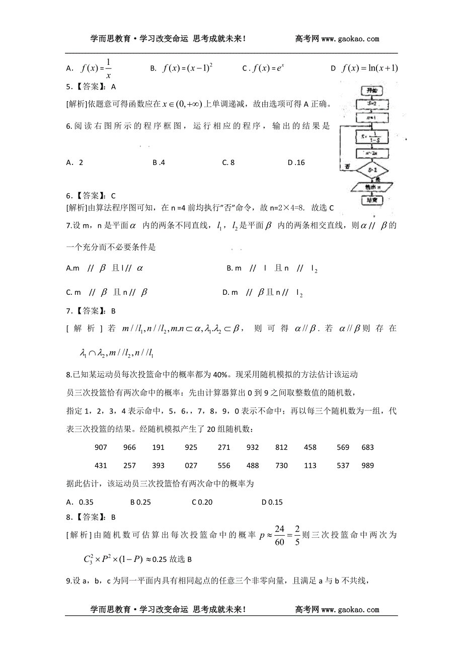 历年高考真题——福建高考理科数学卷含详细答案解析_第2页