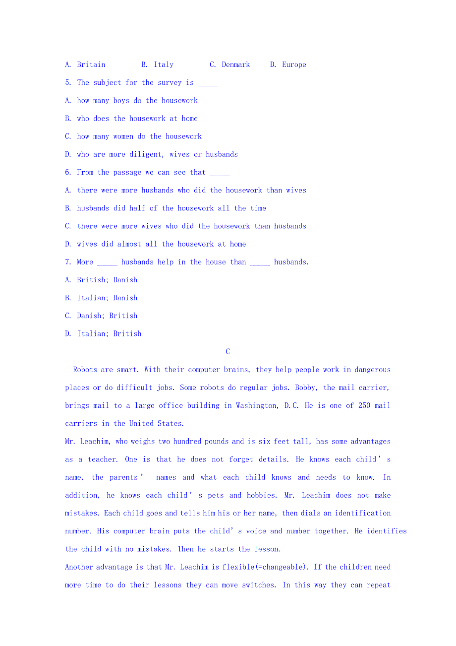 甘肃省合水县一中高二上学期第一次月考英语试卷 Word缺答案.doc_第3页