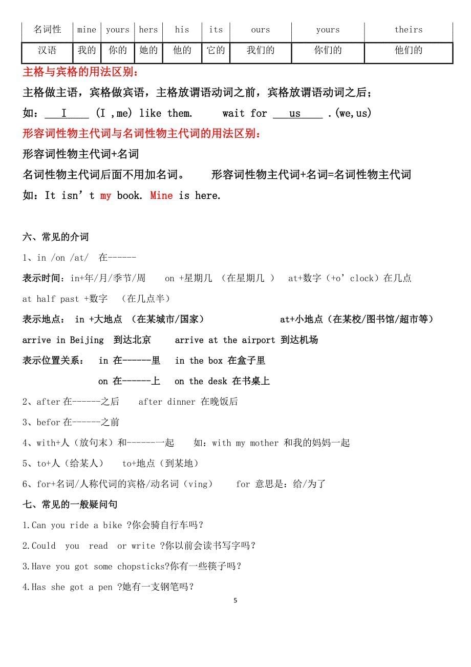 (外研版)小学英语五年级上册总复习_第5页