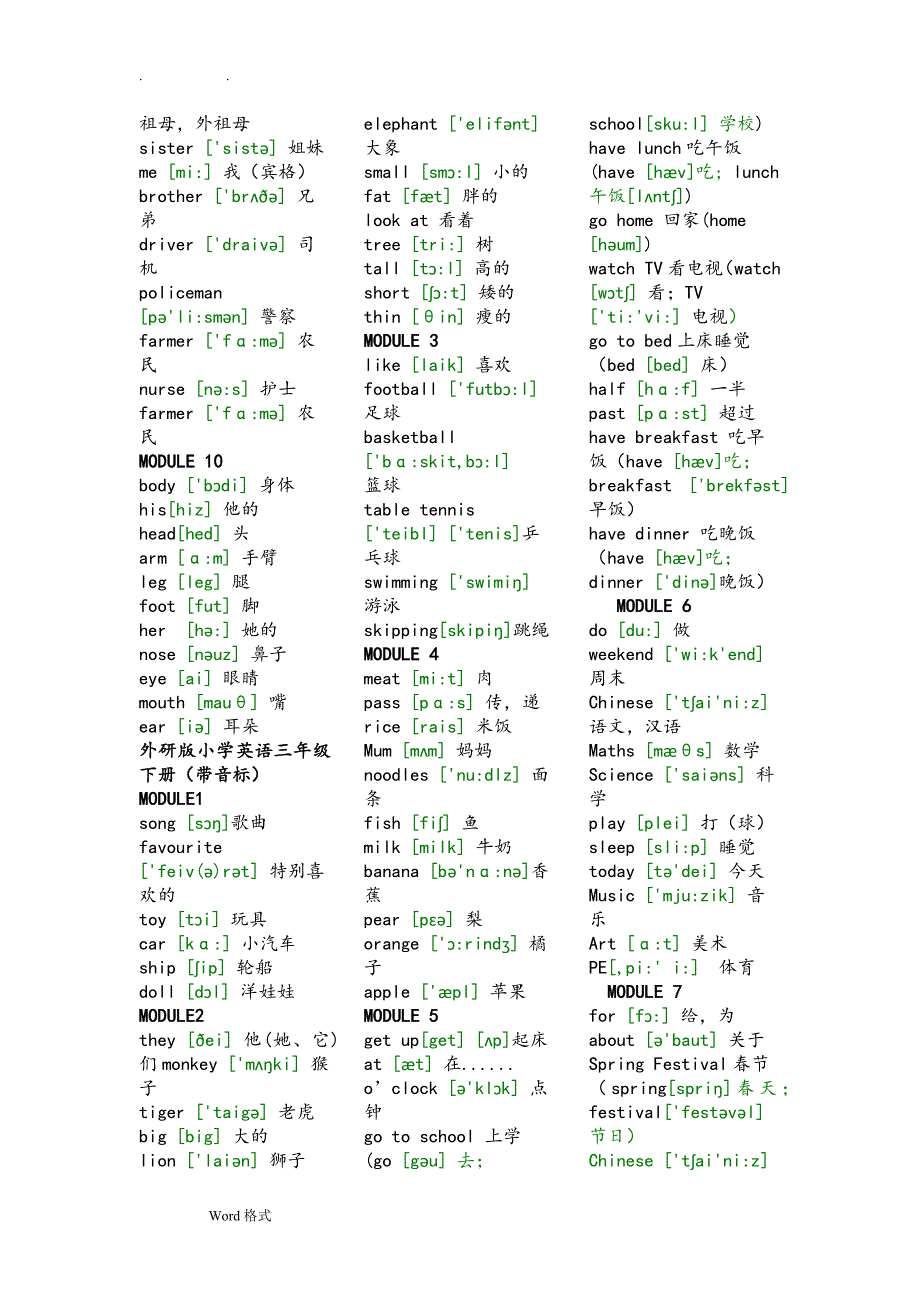 外研版小学英语三___六年级英语词汇表(分年级带音标)_第2页