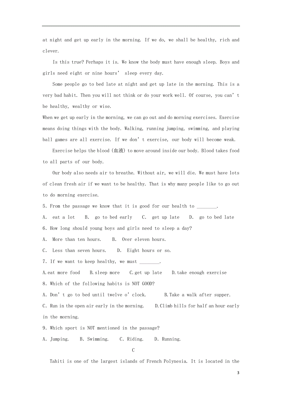 甘肃省靖远县第四中学2018_2019学年高一英语上学期第二次月考试题_第3页