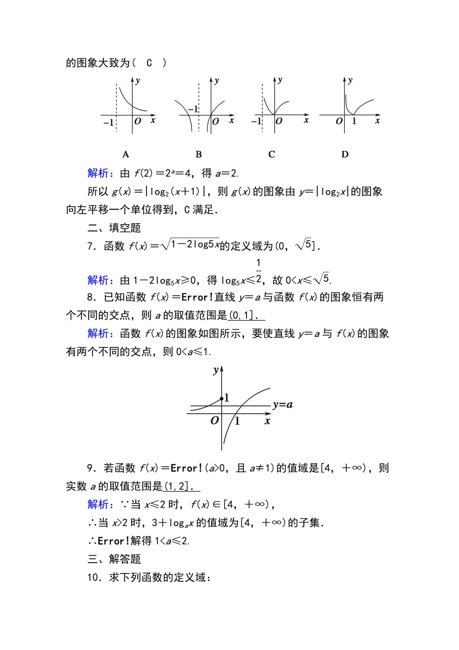 2020版数学人教A版必修一同步进阶攻略练习：课时作业20对数函数的图象与性质_第3页