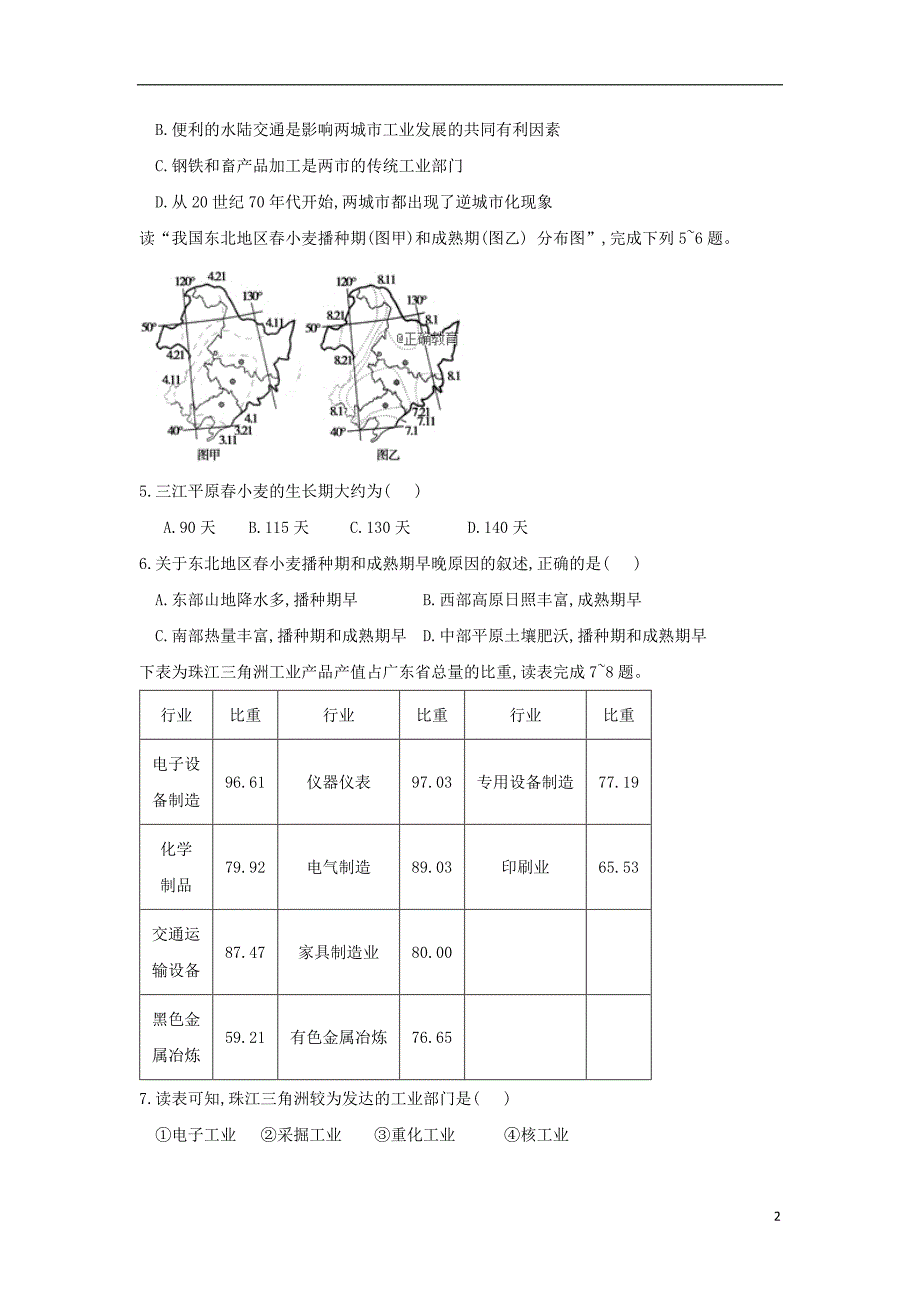 吉林省2018_2019学年高二地理12月月考试题_第2页